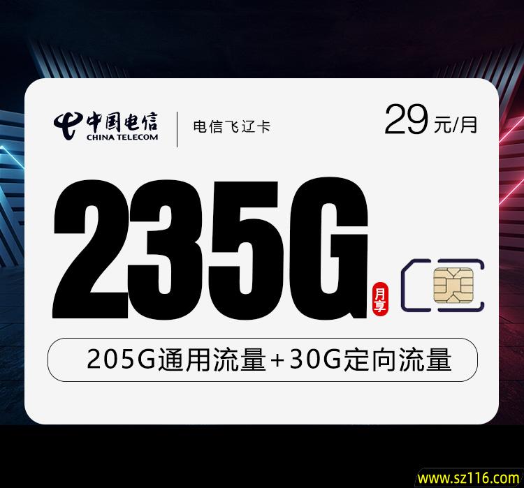 电信飞辽卡【29元235G】