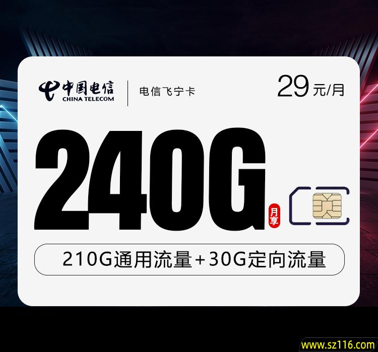 电信飞宁卡【29元240G】